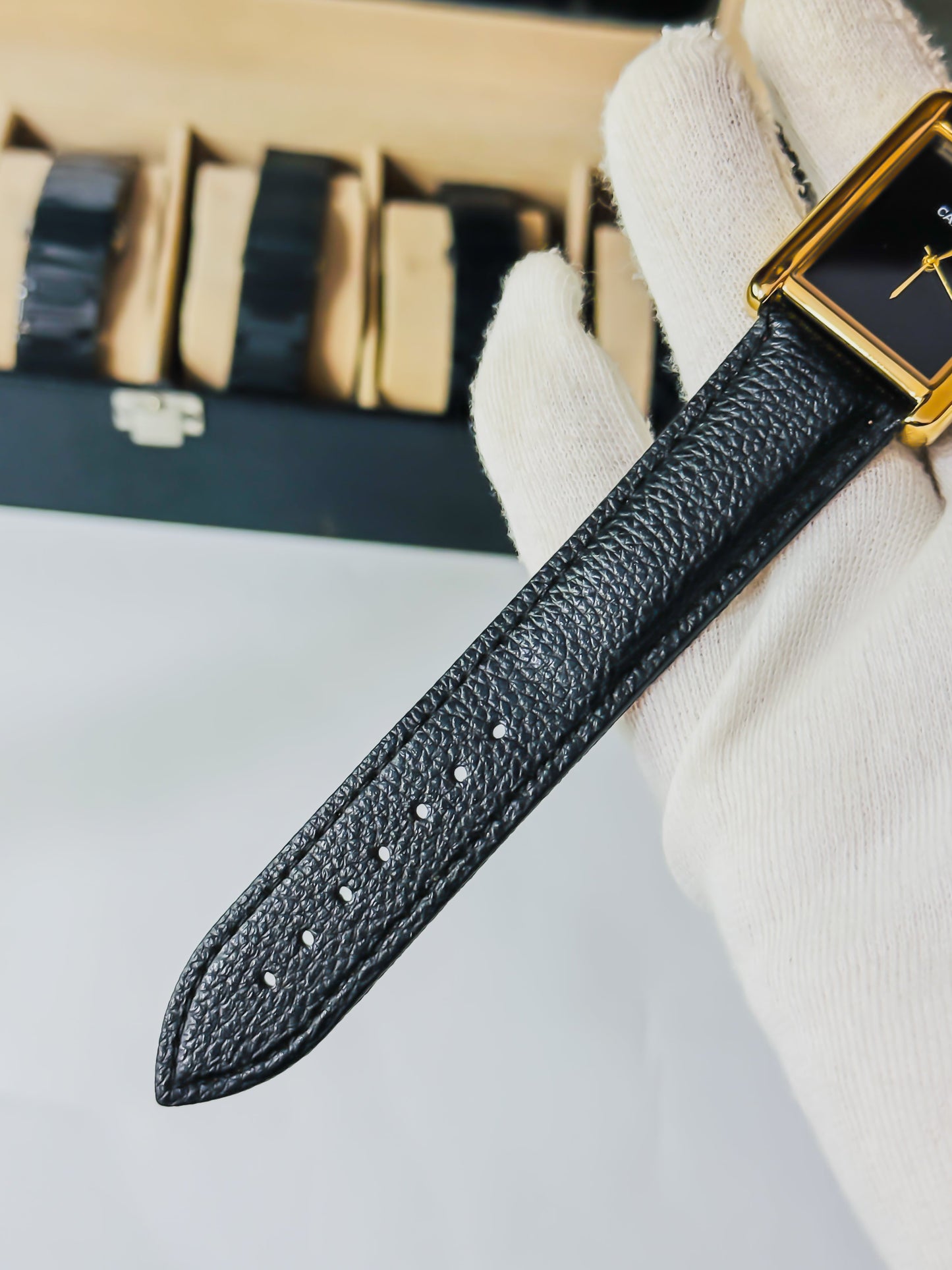 Old Money Tank Watch - Black Leather Edition
