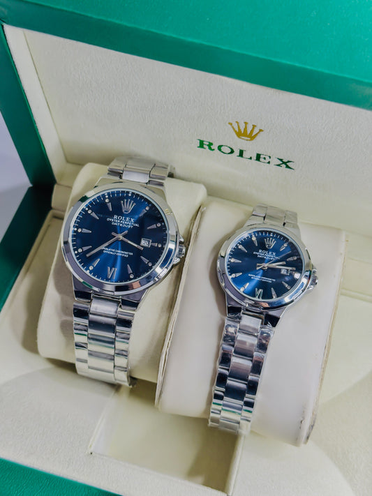 Rlx Royale Date Just - Silver Blue Dial - Couple Edition