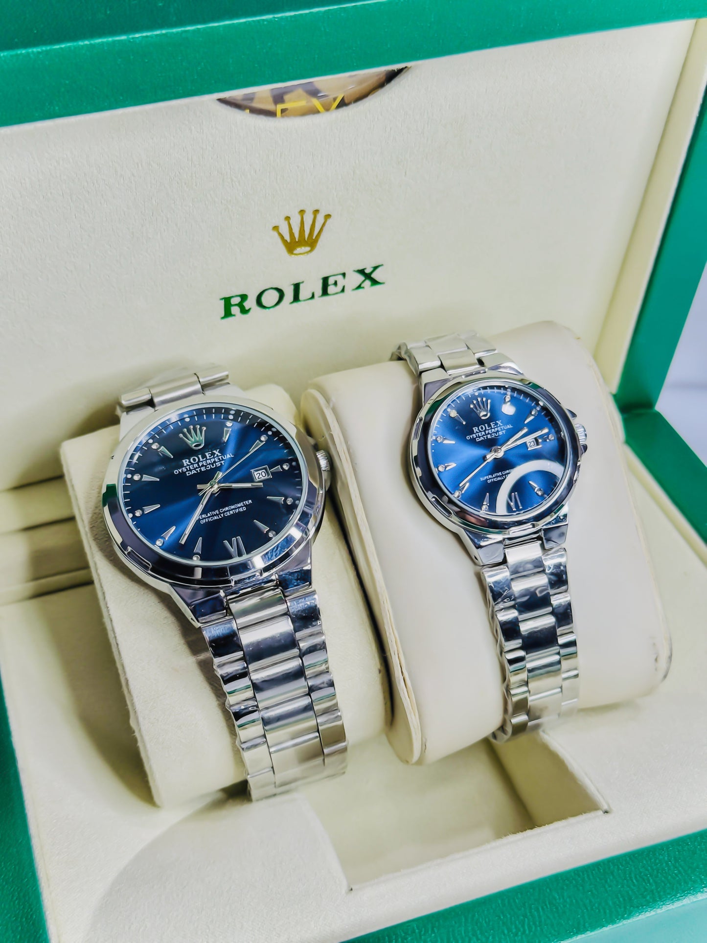 Rlx Royale Date Just - Silver Blue Dial - Couple Edition