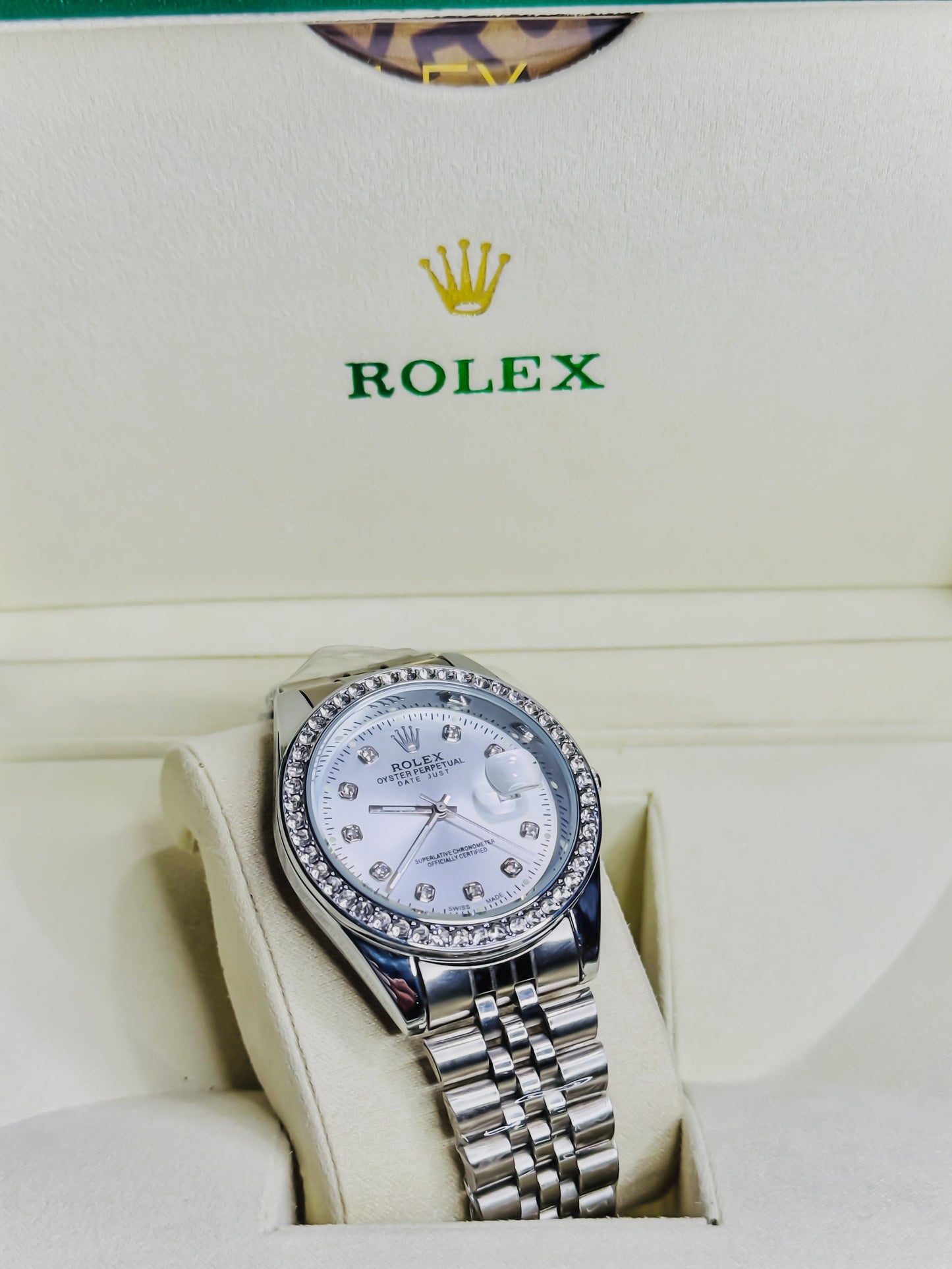 Date Just Silver - Diamond Bezel