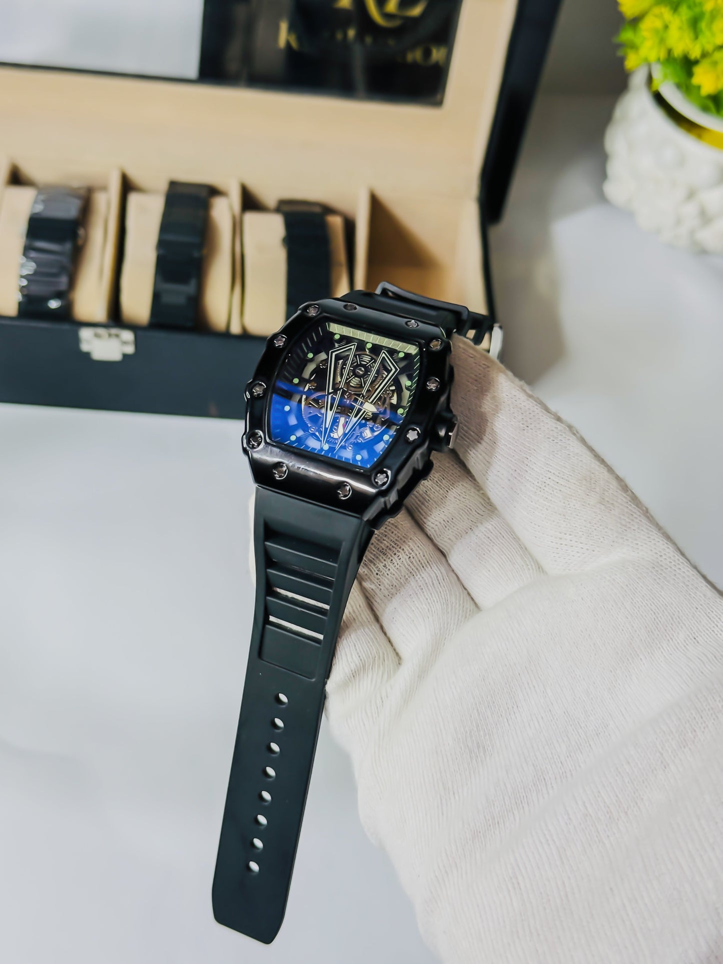RM Premium Skeleton - Black Strap Watch