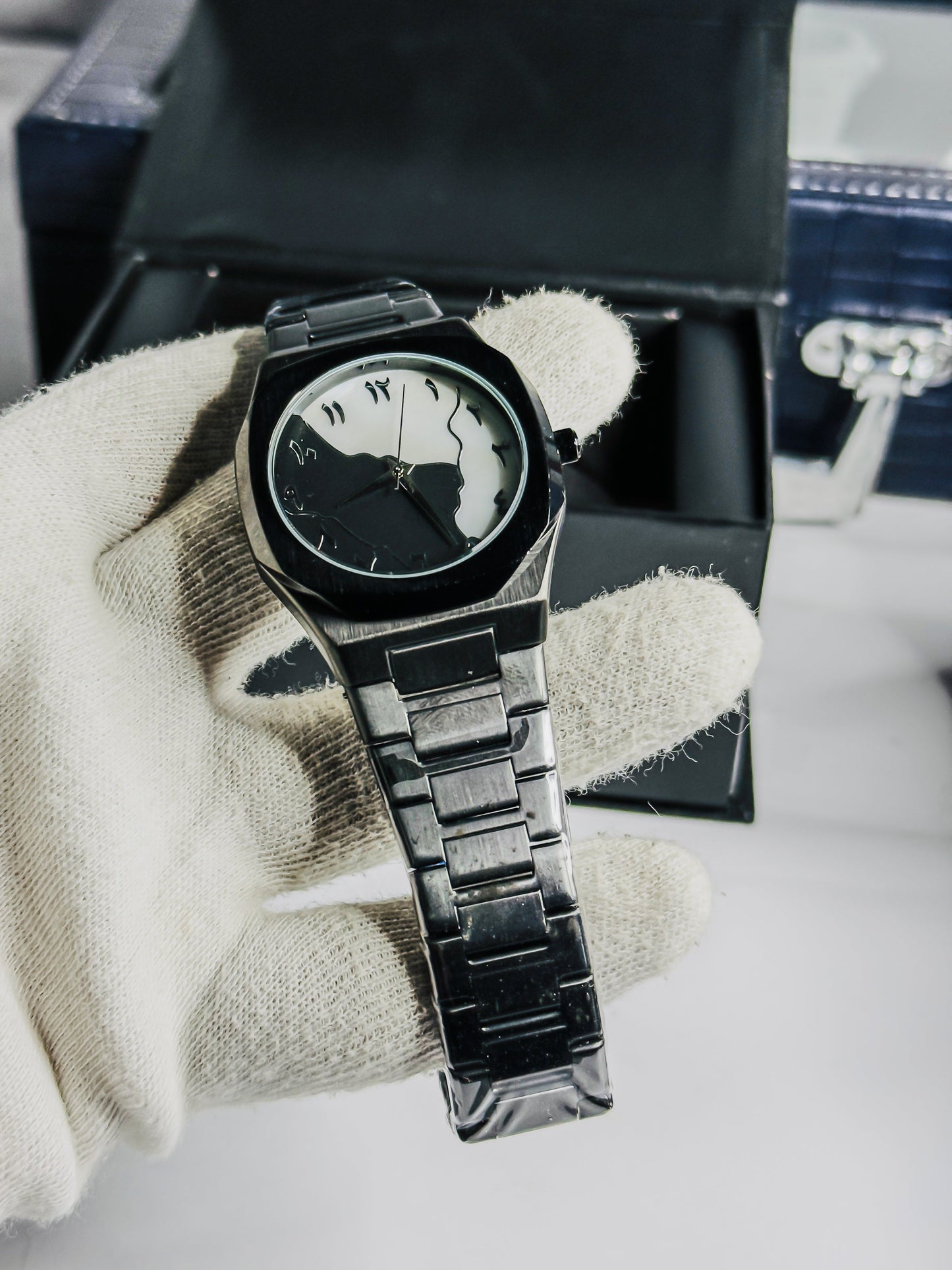 Stainless Steel Arabic Aura - Dual Black & White Dial