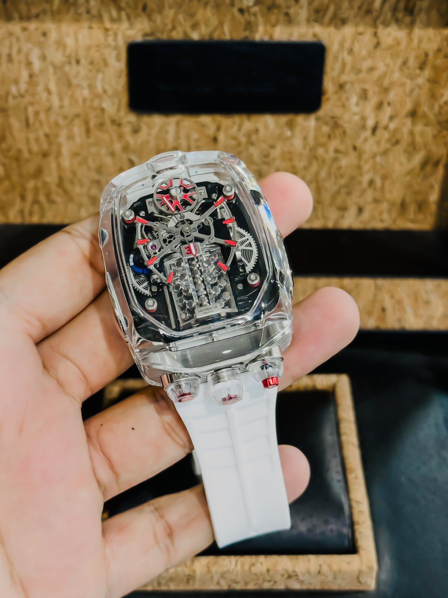 J&Co Bugatti Chiron Sapphire Edition – Transparent Red & White