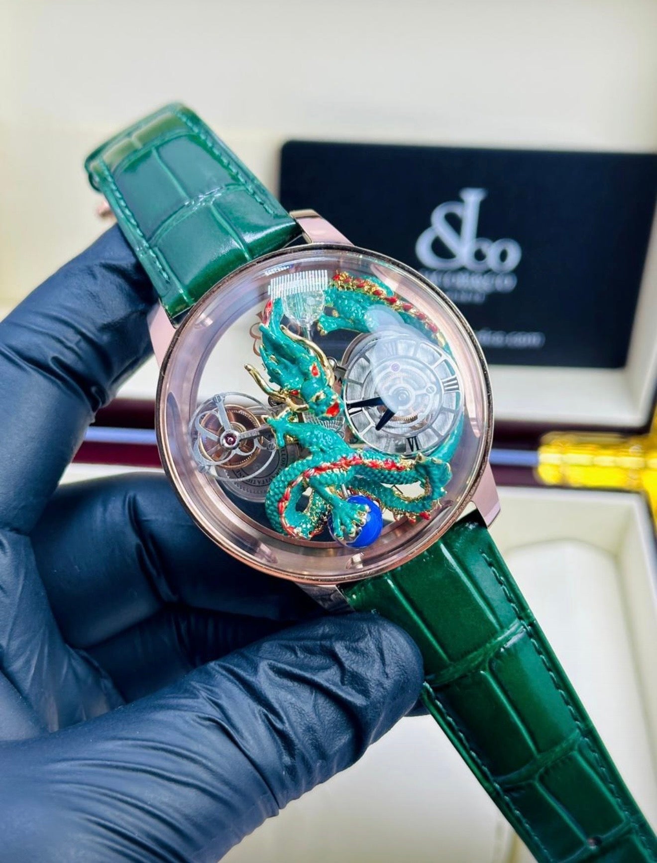 J&Co Dragon Skeleton Watch – Master Luxury Green Edition