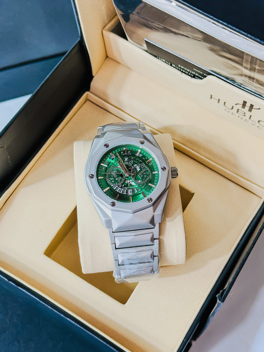Diamond Cut Spider Green Dial Silver Edition